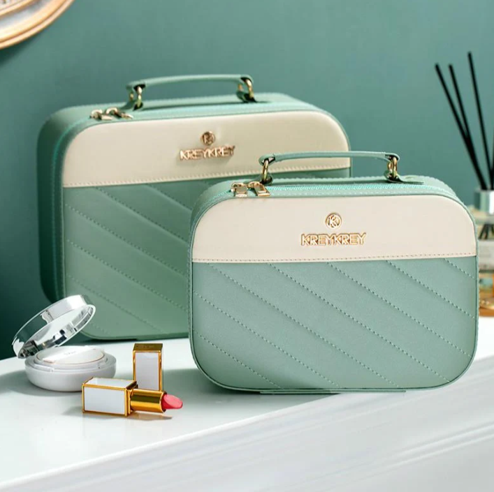 👜 Set de 2 Trousses de Maquillage – avec Miroir Intégré