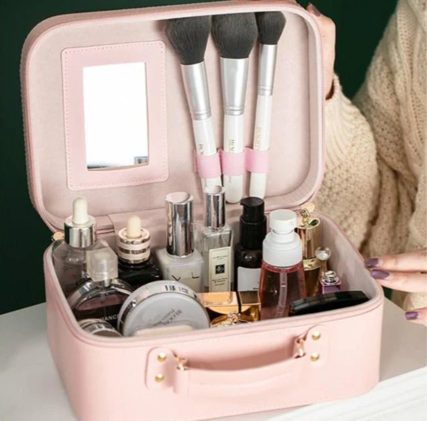 👜 Set de 2 Trousses de Maquillage – avec Miroir Intégré