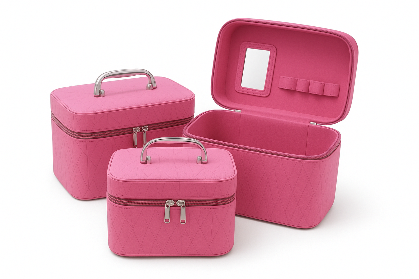 Set de 3 Trousses de Maquillage Rigides – avec Miroir Intégré