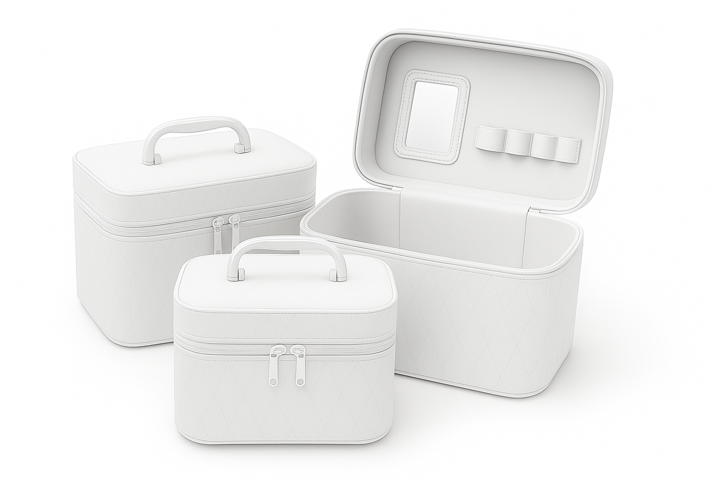 Set de 3 Trousses de Maquillage Rigides – avec Miroir Intégré