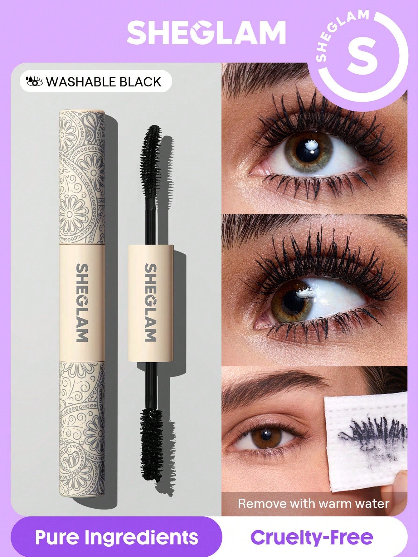 SHEGLAM Mascara Tout-En-Un Volume Et Longueur-Lavable Noir