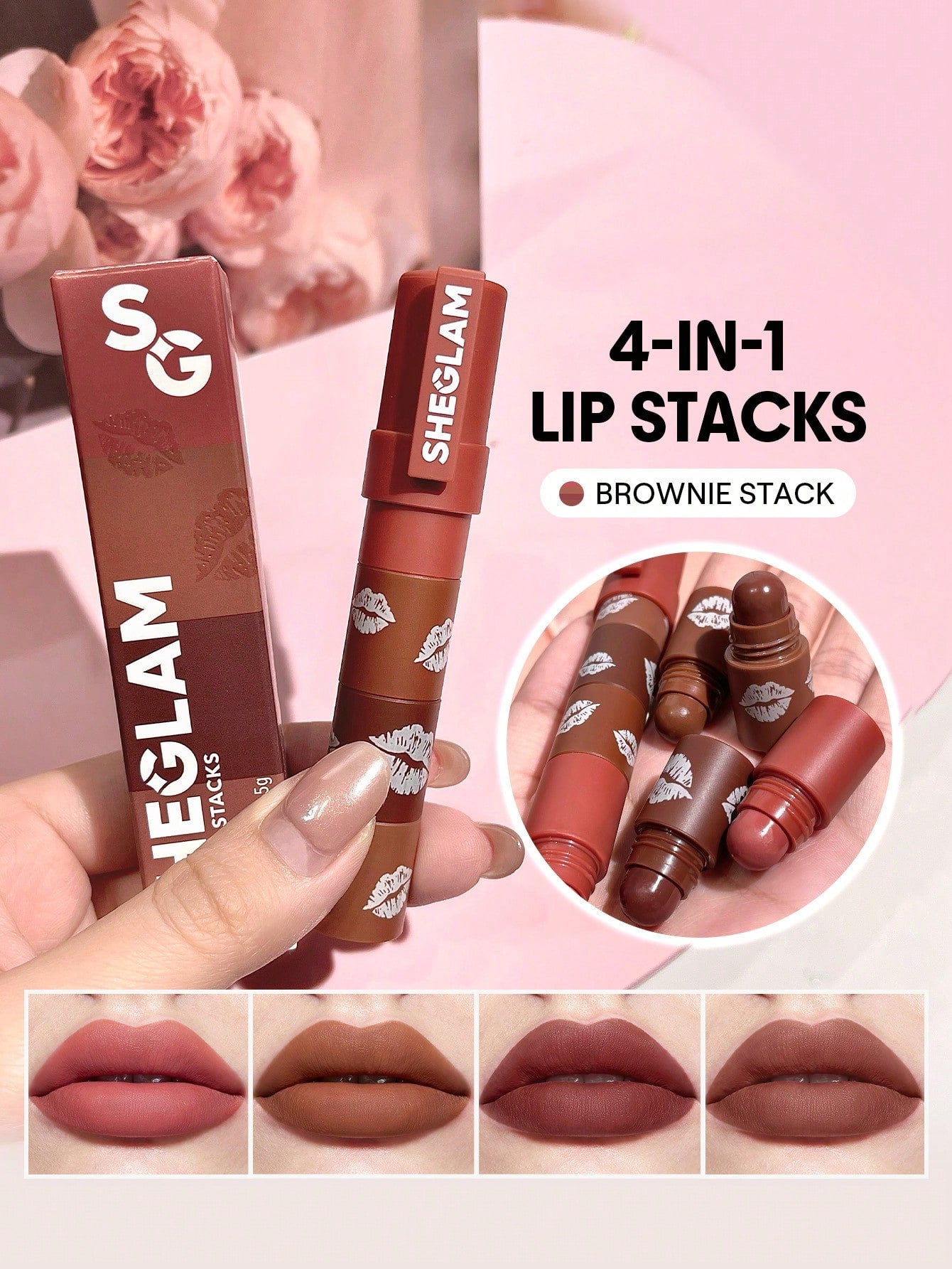 SHEGLAM Mega Lip Stacks-Brown-Brownie Stack