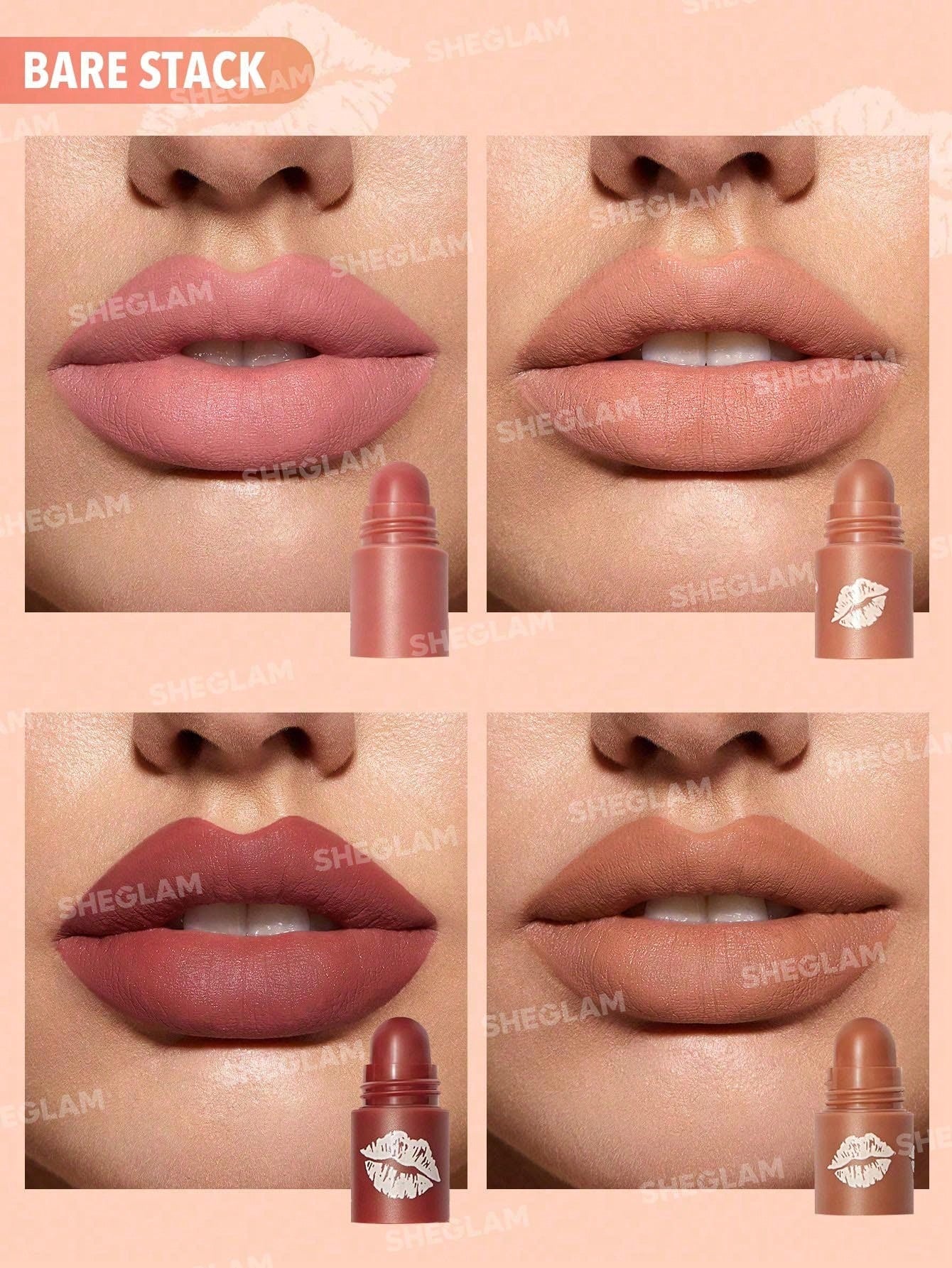 SHEGLAM Mega Lip Stacks-Nude-Bare Stack