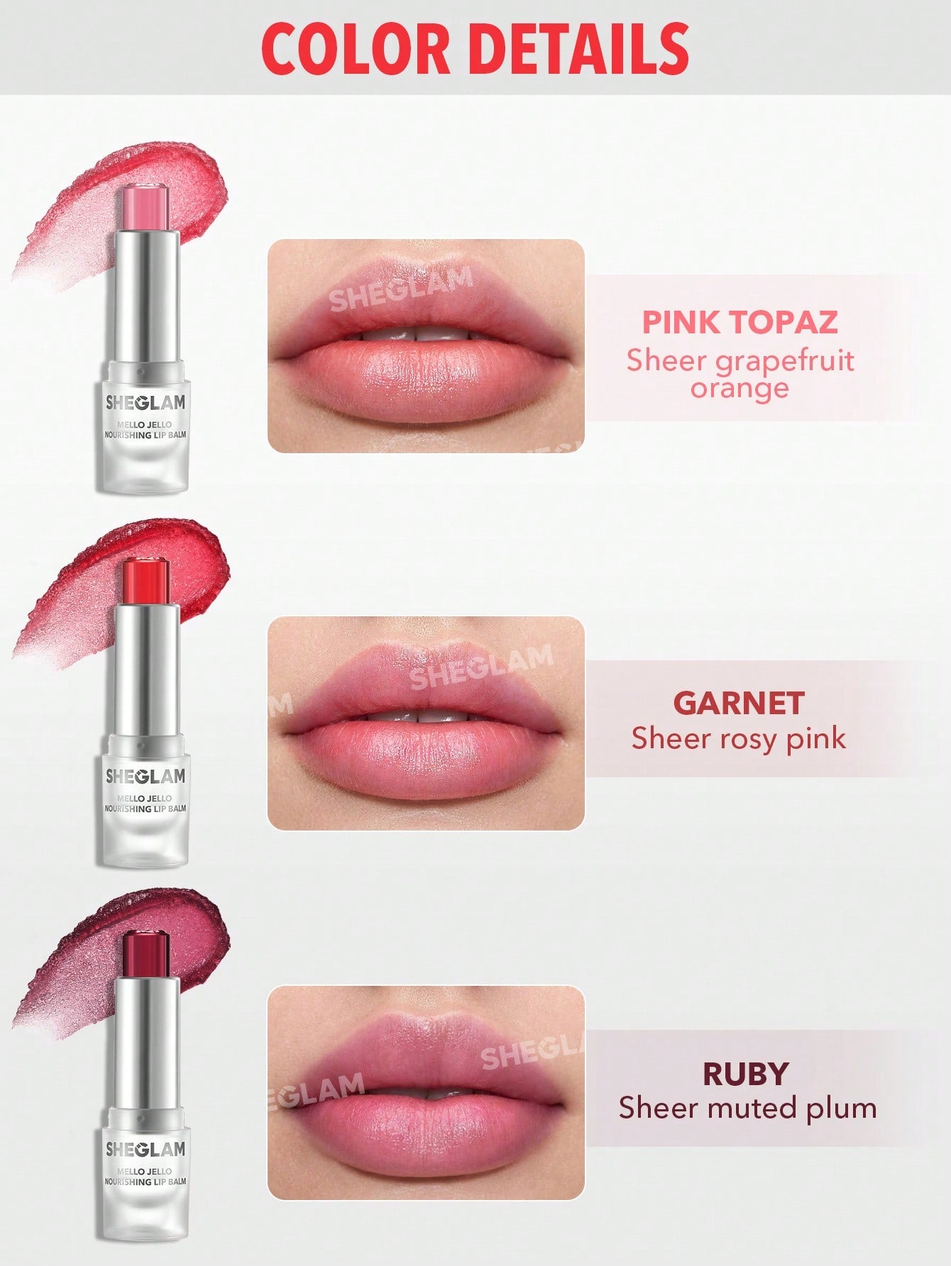 SHEGLAM Baume à LèVres Nourrissant Mello Jello-Topaze Rose