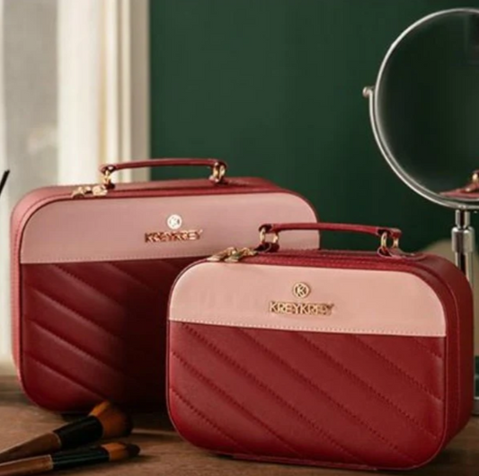 👜 Set de 2 Trousses de Maquillage – avec Miroir Intégré